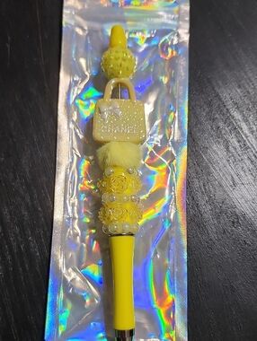 Yellow Decorative Charm Pen with Bag Charm